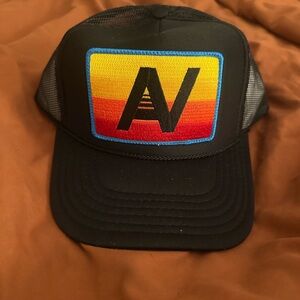 AVIATOR NATION Black Trucker Hat with Colorful Patch NWOT